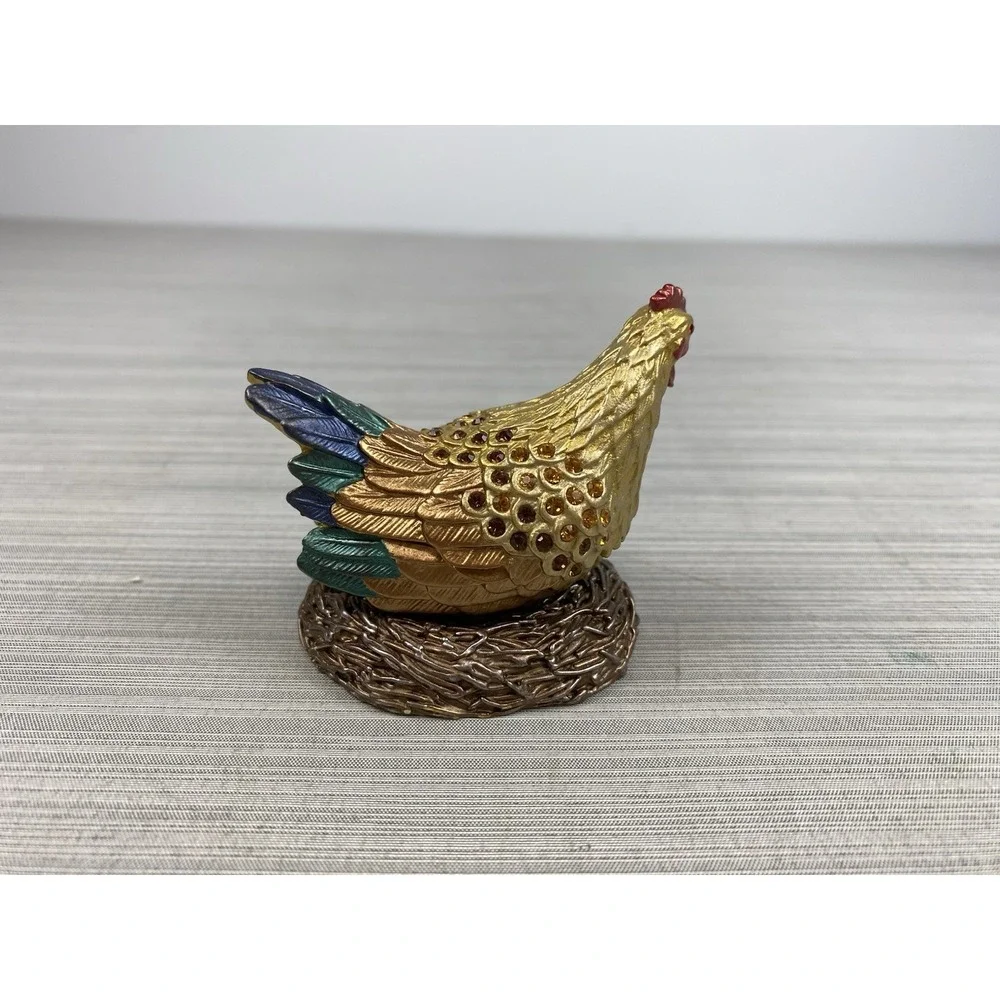 Vintage‎ Rucinni Chicken Hen Trinket Box Jeweled